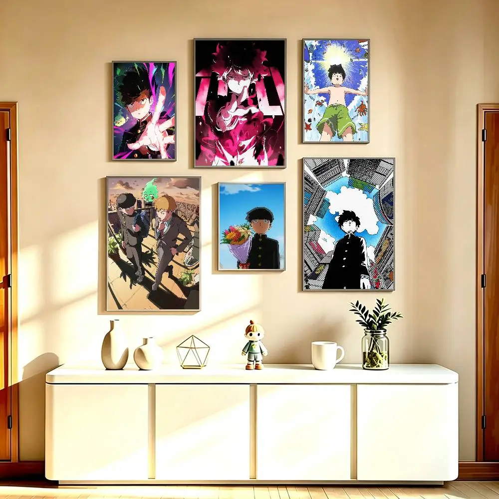 Cool Anime M-Mob Psycho 100  Poster Waterproof Wall Art Sticker For Bar Living Room Vintage Decor High Quality Print Gift