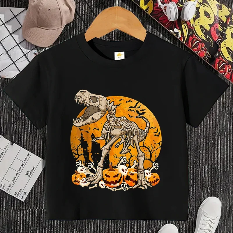 Funny Designer Dinosaur Pumpkin Kids T-Shirt Girls Boys Clothing Harajuku Children's Tees Harajuku Halloween Party Baby Tops