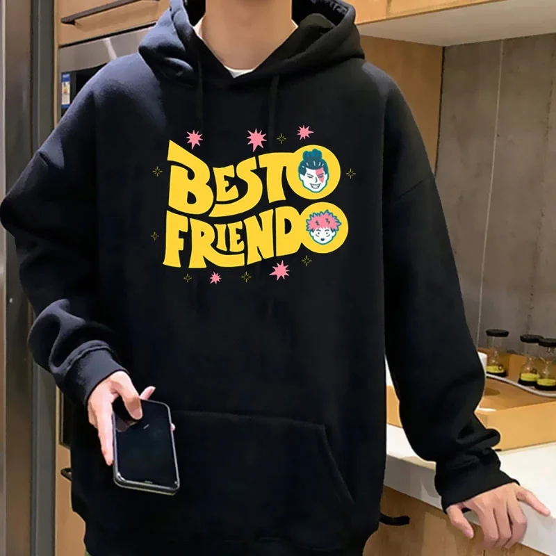 90s Jujutsu Kaisen Hoodies Men Japanese Anime Besto Friendo Clothes Kawaii Cartoon Streetwear Unisex Hooded Sweatshirts Male