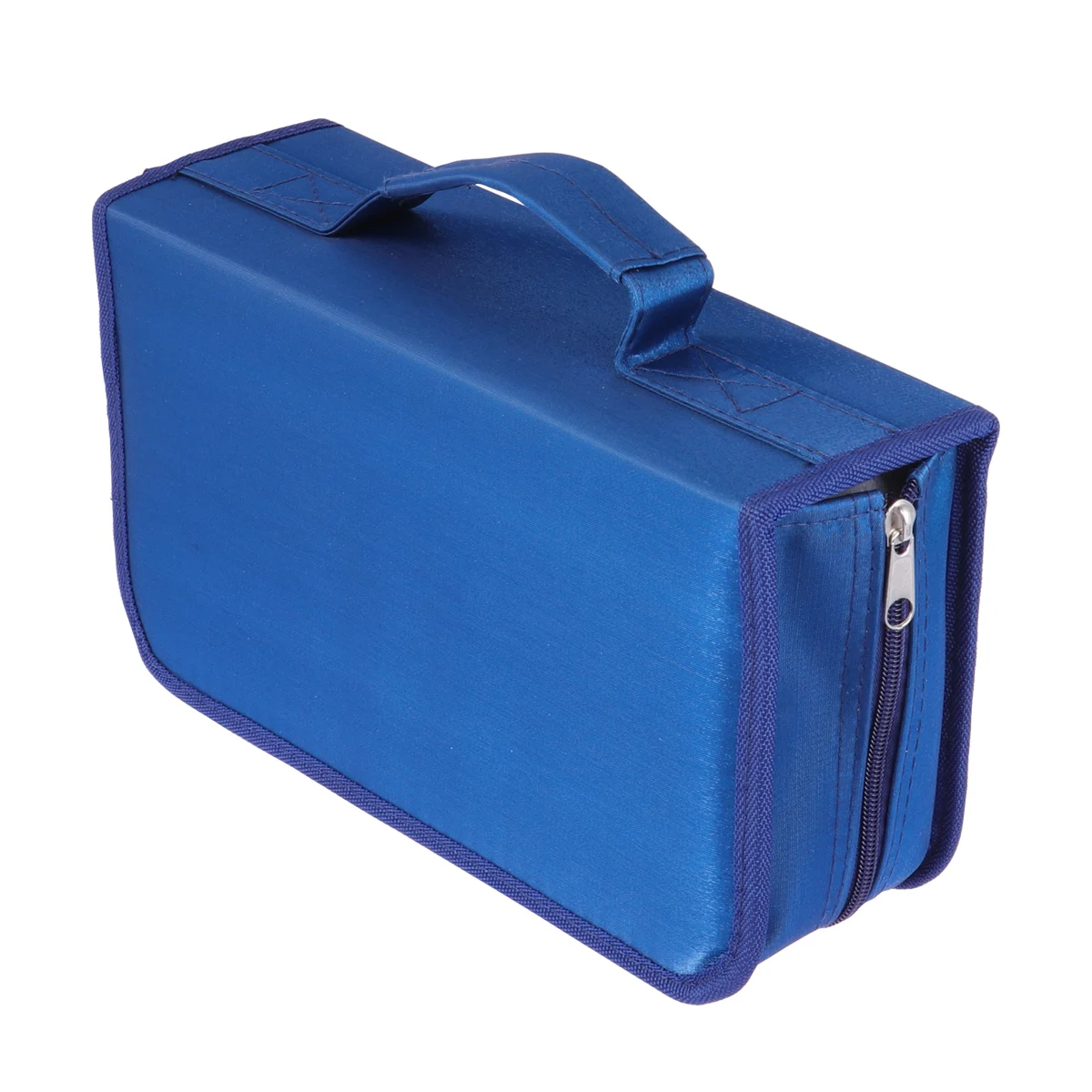 

128 Cds Dvd Storage Bag Heavy Duty Mercerized Cloth Pouch Large Capacity Cd Access Smooth Zipper Blue