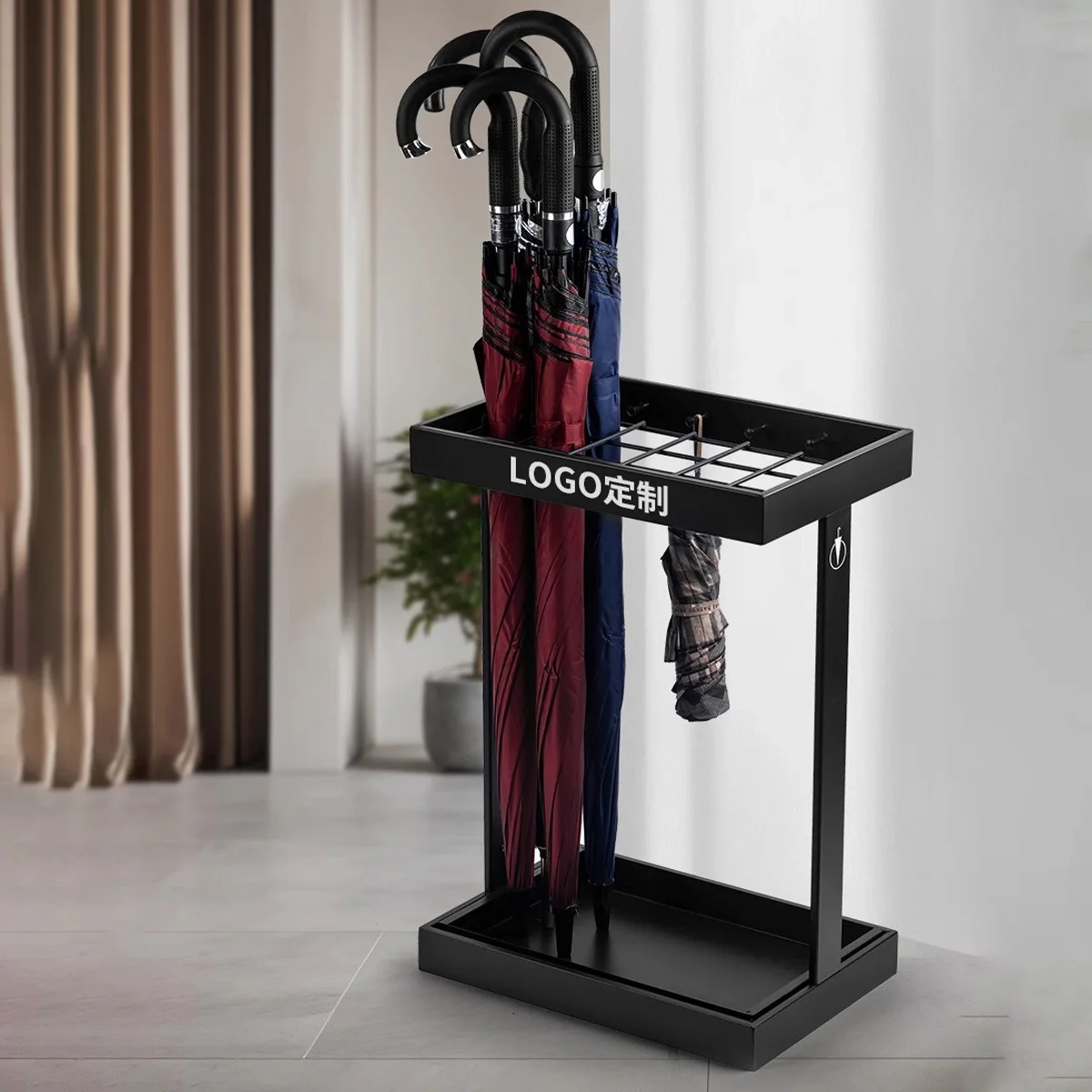 Environmentally friendly and simple black double-layer metal umbrella frame, a must at home