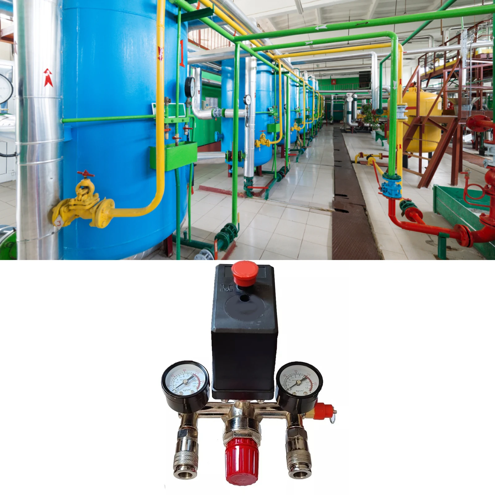 Air Compressor Pressure  with Dual Gauge Pump Pressure Control Valve Parts Assembly 220V Air Compressor Pressure Valve