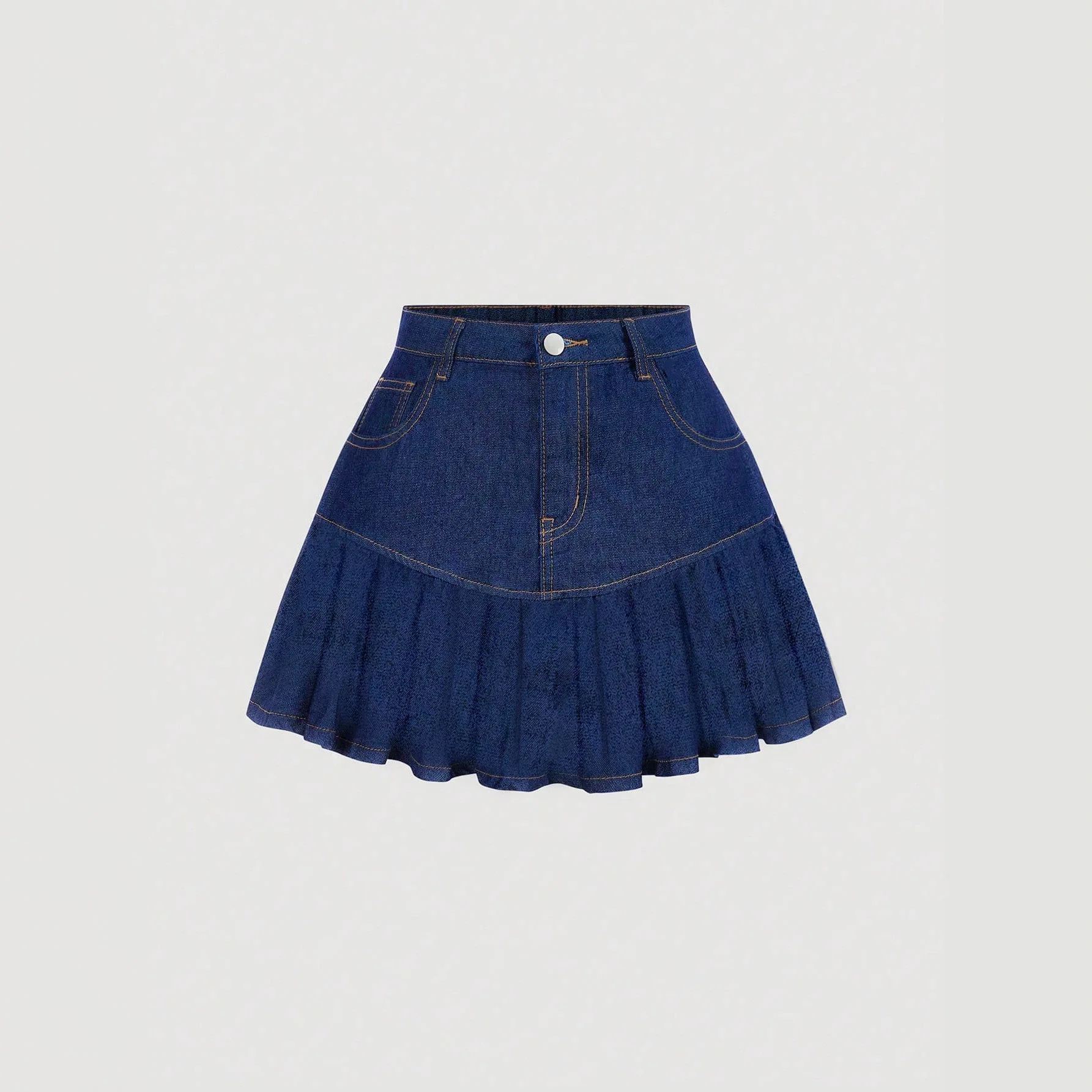 Spicy Girl High Waist Slimming Denim Mini Skirt with Puffy Sleeves Women's Clothes Summer A-Line Wrap Body Half-length Skirt