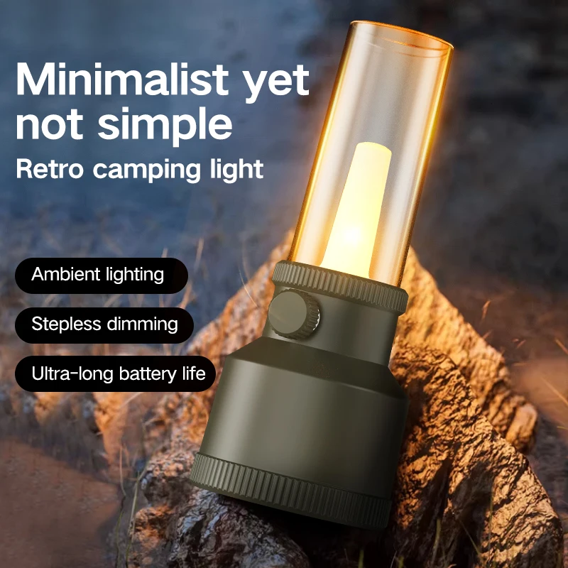 

Infinite dimming camping ambiance lamp with ultra-long battery life, retro lighting lantern for the wilderness, home use lamp, c