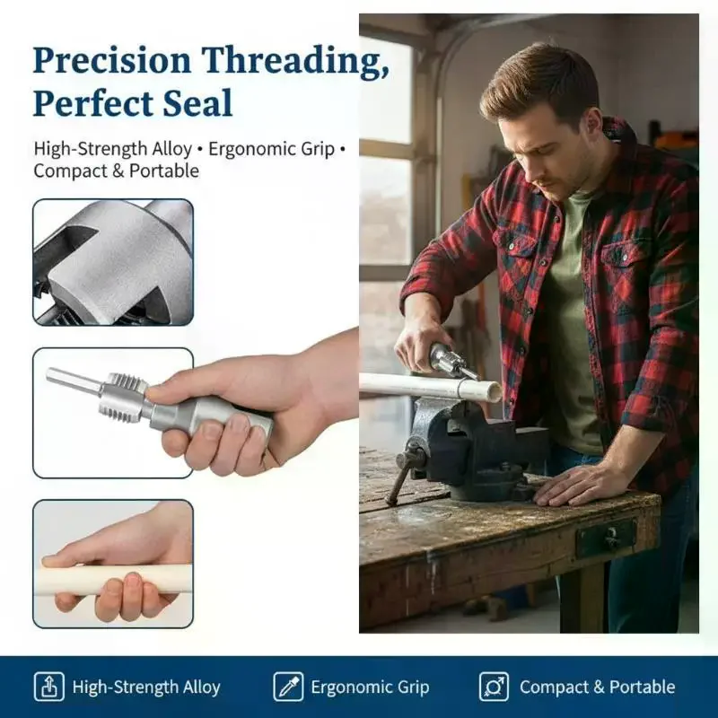 Pipe Thread Cutting Tool Integrated Internal & External Pipe Threading Tool Electric Drill Compatible PVC Pipe Threader Kit