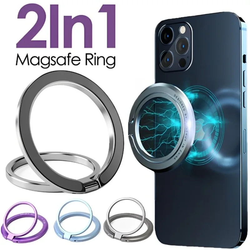 Anneau De Support Magnétique MagSafe Argent - Poignée Téléphone Réglable 360° Pour IPhone 15/14/13/12