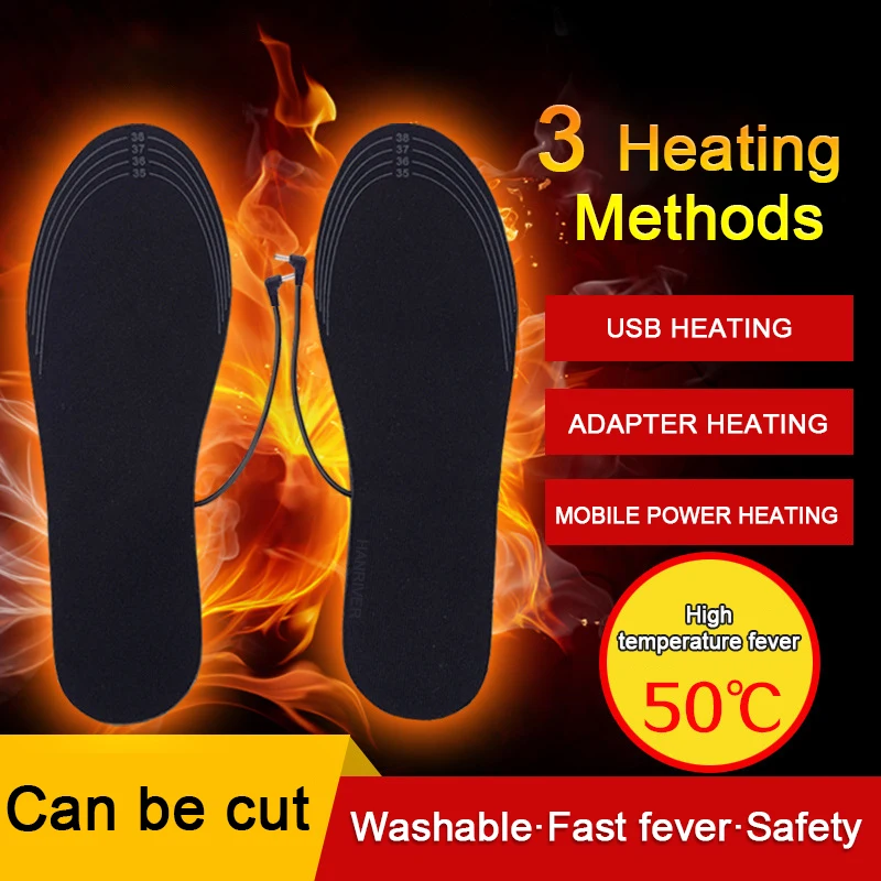 

USB Electric Heated Shoe Insole Winter Warm Women Foot Pad Washable Thermal Men Boot Mat Unisex Heating Shoe Insoles WJ085