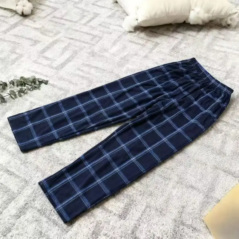 Pantalon de pyjama décontracté pour hommes, Long, ample, de haute qualité, Simple, décontracté, jambe droite, Plaid, pour la maison, printemps et automne, 2025