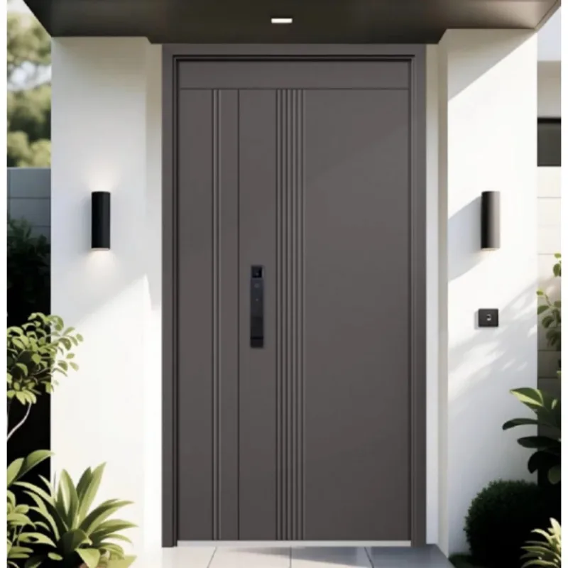 Villa High End Bulletproof Hinged Door Rainproof Rustproof Aluminum Alloy Entrance Doors Durable Finished Security Doors