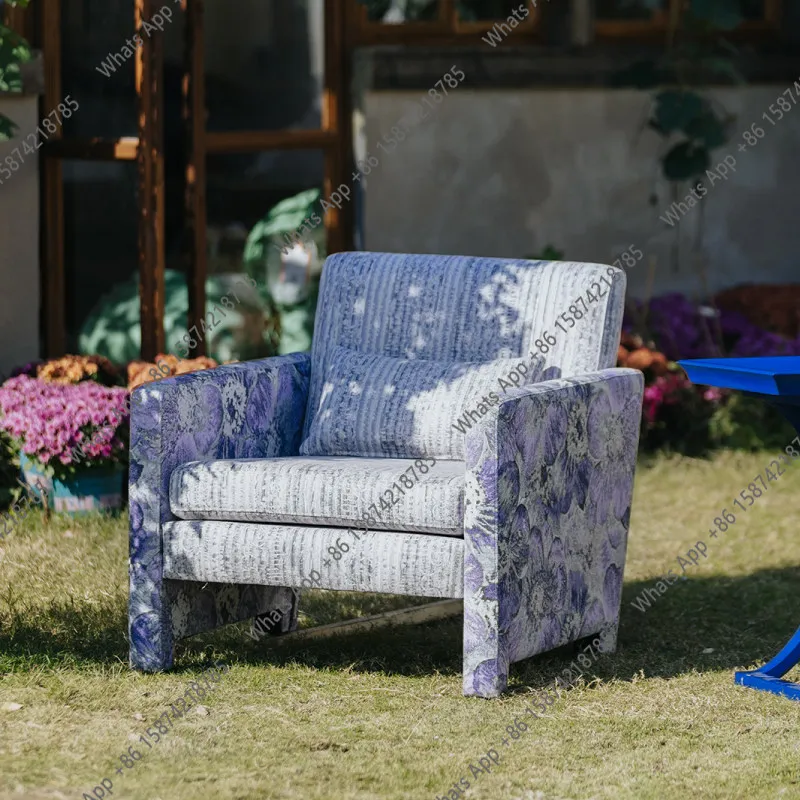 Flora purple medieval Italian single sofa haute couture modern leisure chair light luxury living room