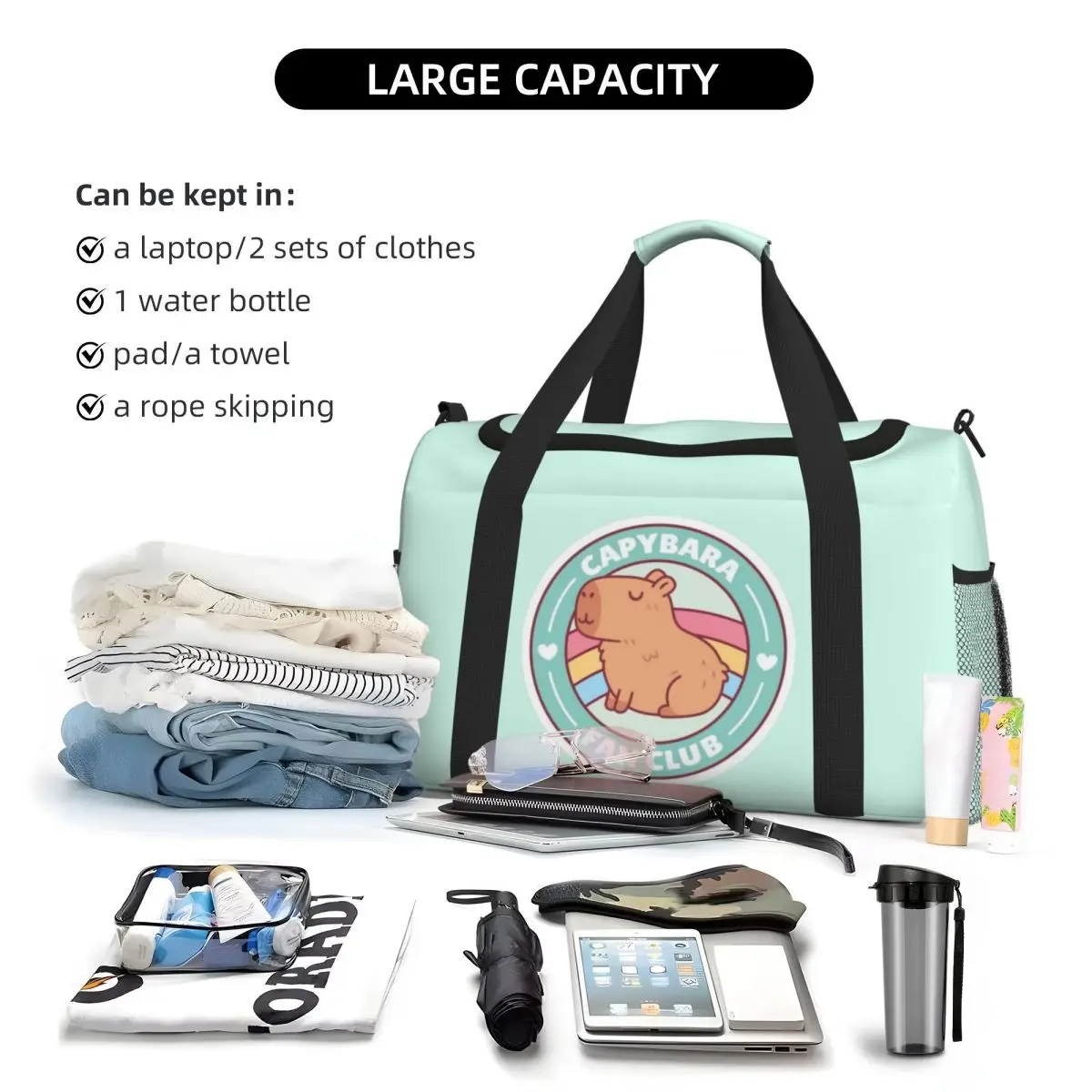 حقيبة سفر محمولة من كابي بارا، حقيبة رياضية ذات سعة كبيرة، حقيبة مدرب خفيفة الوزن تحمل على الأمتعة