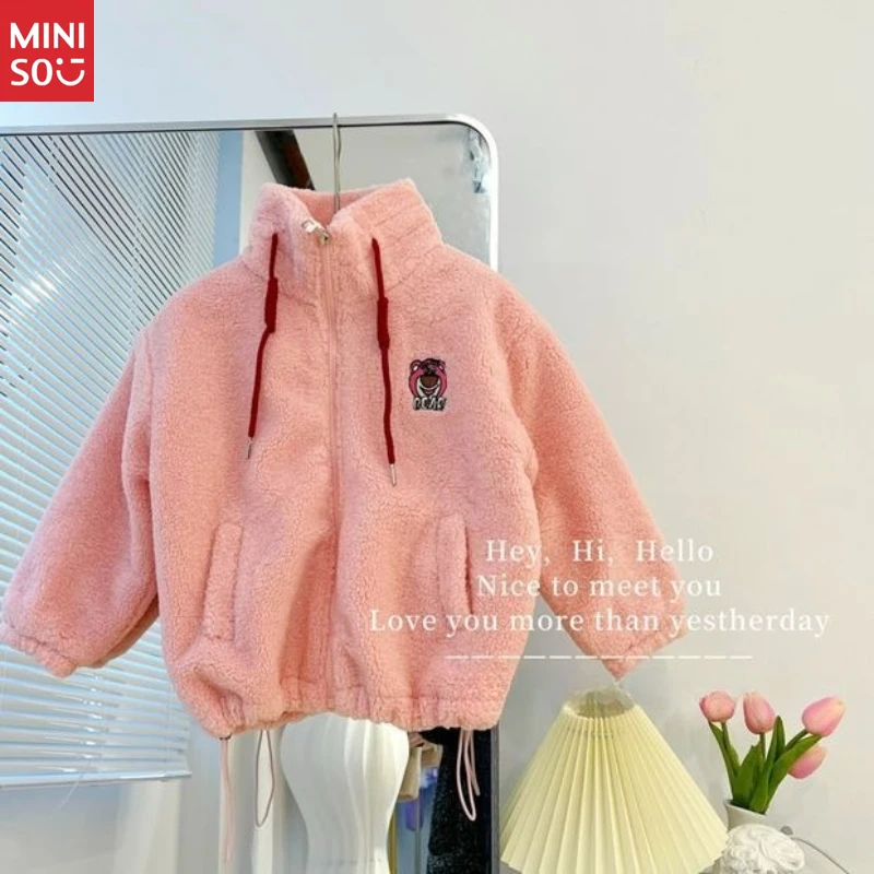 Disney Lotso Bear Plush Jacket for Girls 2025, Cute Quilted Baseball Style Coat