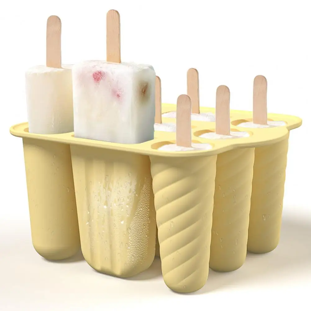 Quick Demold Ice Lollipop Molds Silicone Popsicle Molds with Lids Wooden Sticks Easy-release Ice Cream for Homemade for Yogurt