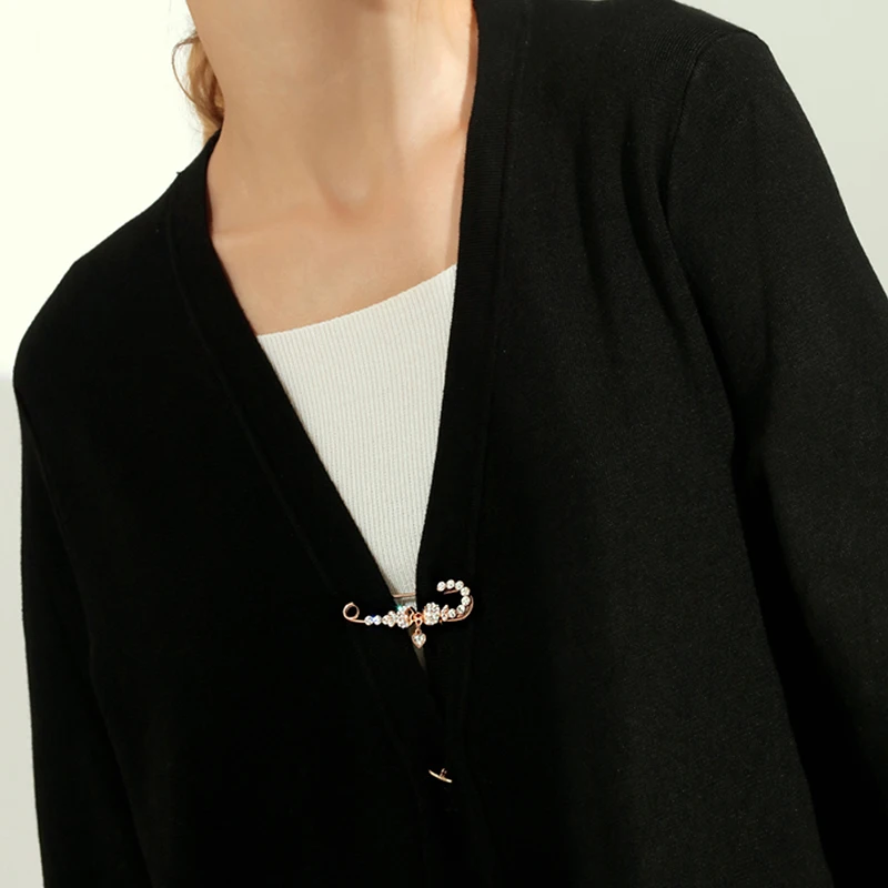 Fashion New Rhinestone Brooch Pisces Pin Women Pearl Lapel Pin Sweater Dress Buckle Pin Jewelry Brooch Pin Badge Buckle Accessor