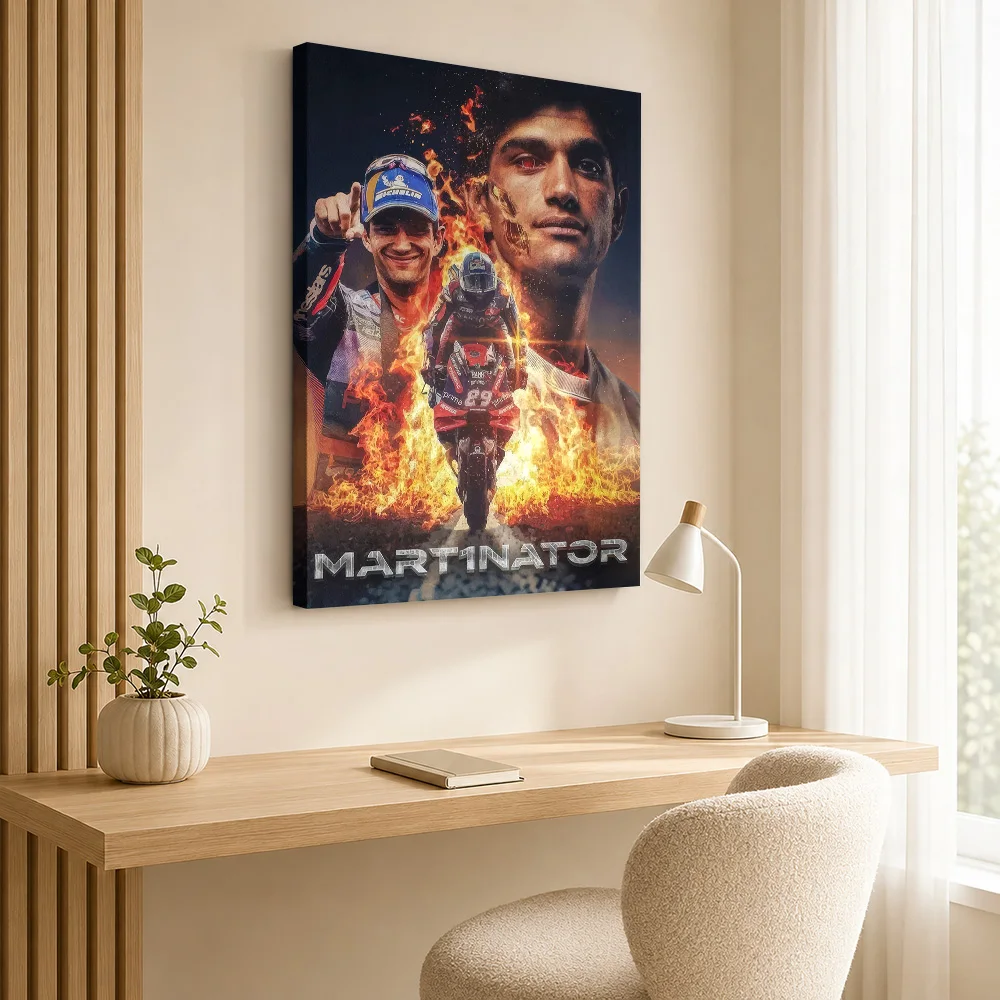 Jorge Martin MotoGP Tribute Canvas Print Poster Bold Style Canvas Wall Art With Personalized Photo For Garage Ideal Rider Gift