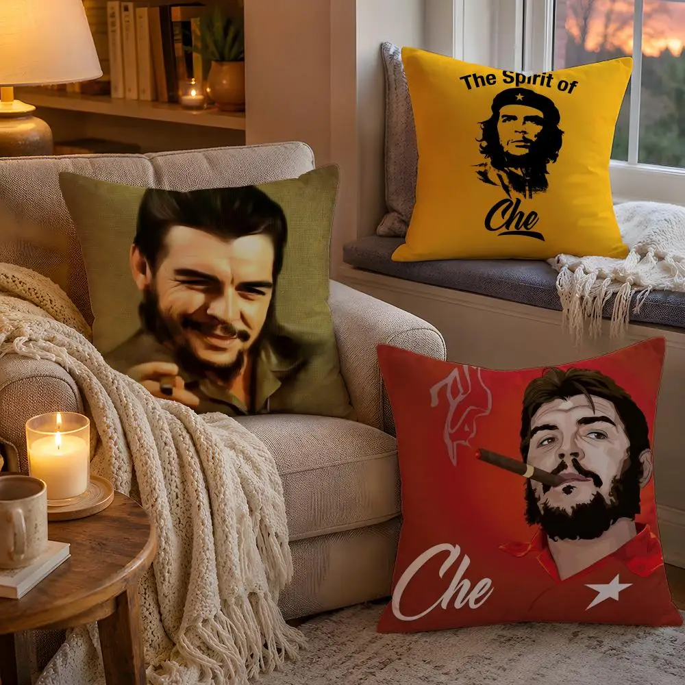 Celebrity Revolutionary hero Che Guevara Pillow Case Soft Plush Cushion Cover Double Print and Invisible Zipper for Sofa Home Ca