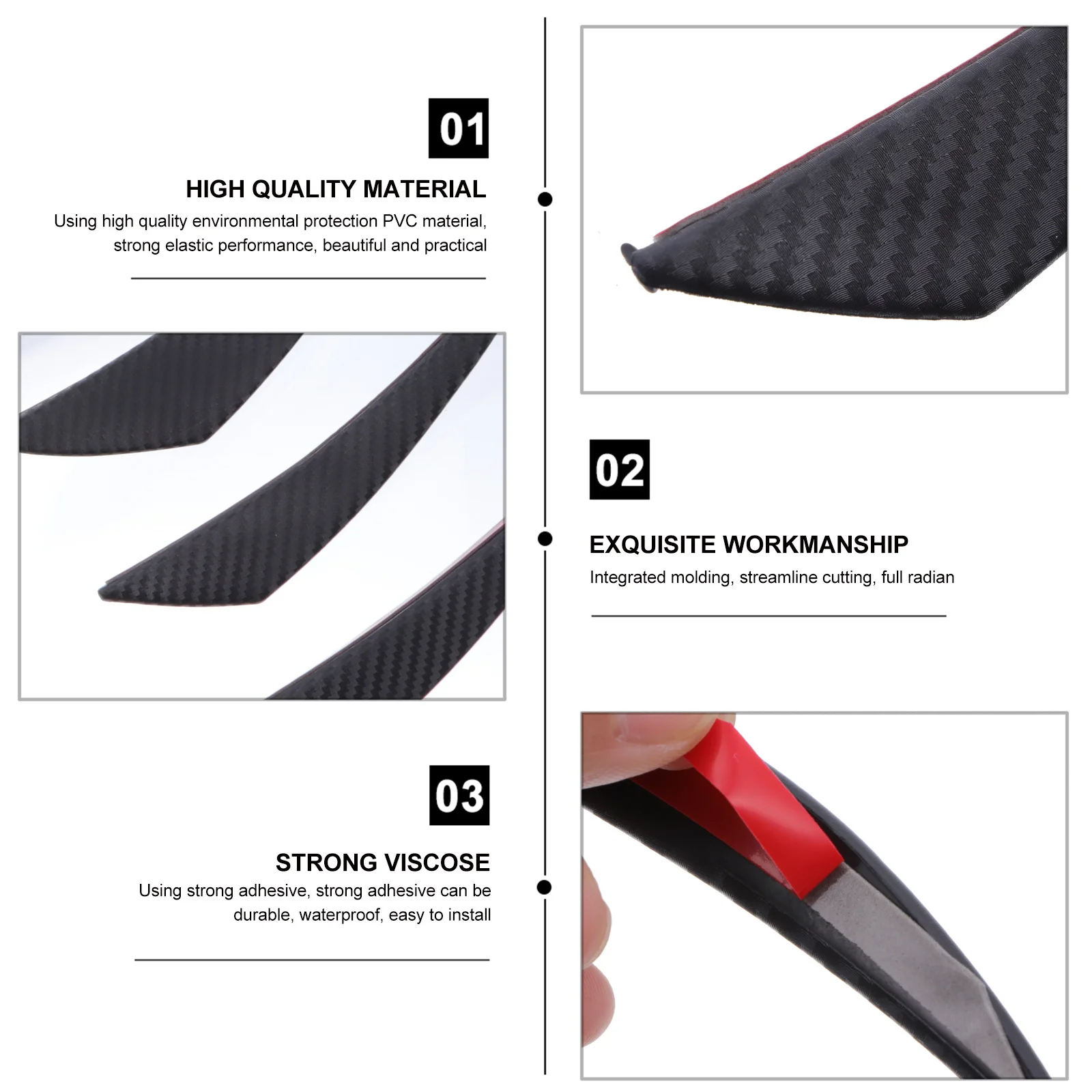 

1Set Bumper Lip Splitter Fin Carbon Fiber Texture Front Bumper Cover Auto Body Spoiler Strip Canard Car Front Lip