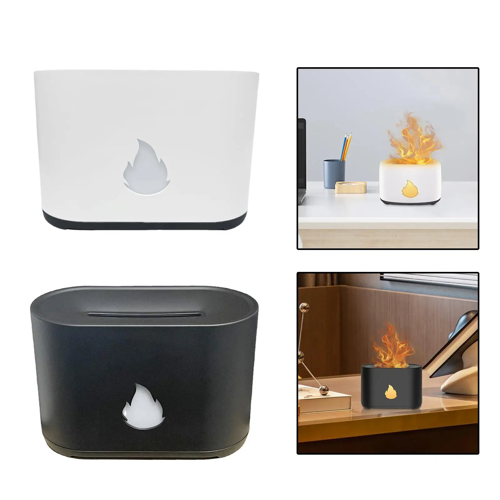 3D เปลวไฟ Night Light Humidifier ชาร์จ USB Quiet Aromatherapy Diffuser