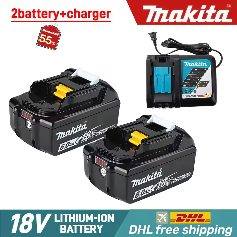 

100% original Makita 18V 6.0AH battery with charger for Makita BL1830 BL1840 BL1840B BL1850 BL1850B MAKITA Power Tool Compatible
