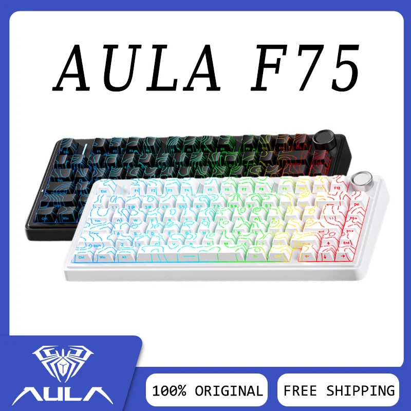 

AULA F75 Wireless Mechanical Keyboard 3Mode Hot Swap Gasket Long Battery Life Low Noise Customized Contour Lines Gaming Keyboard