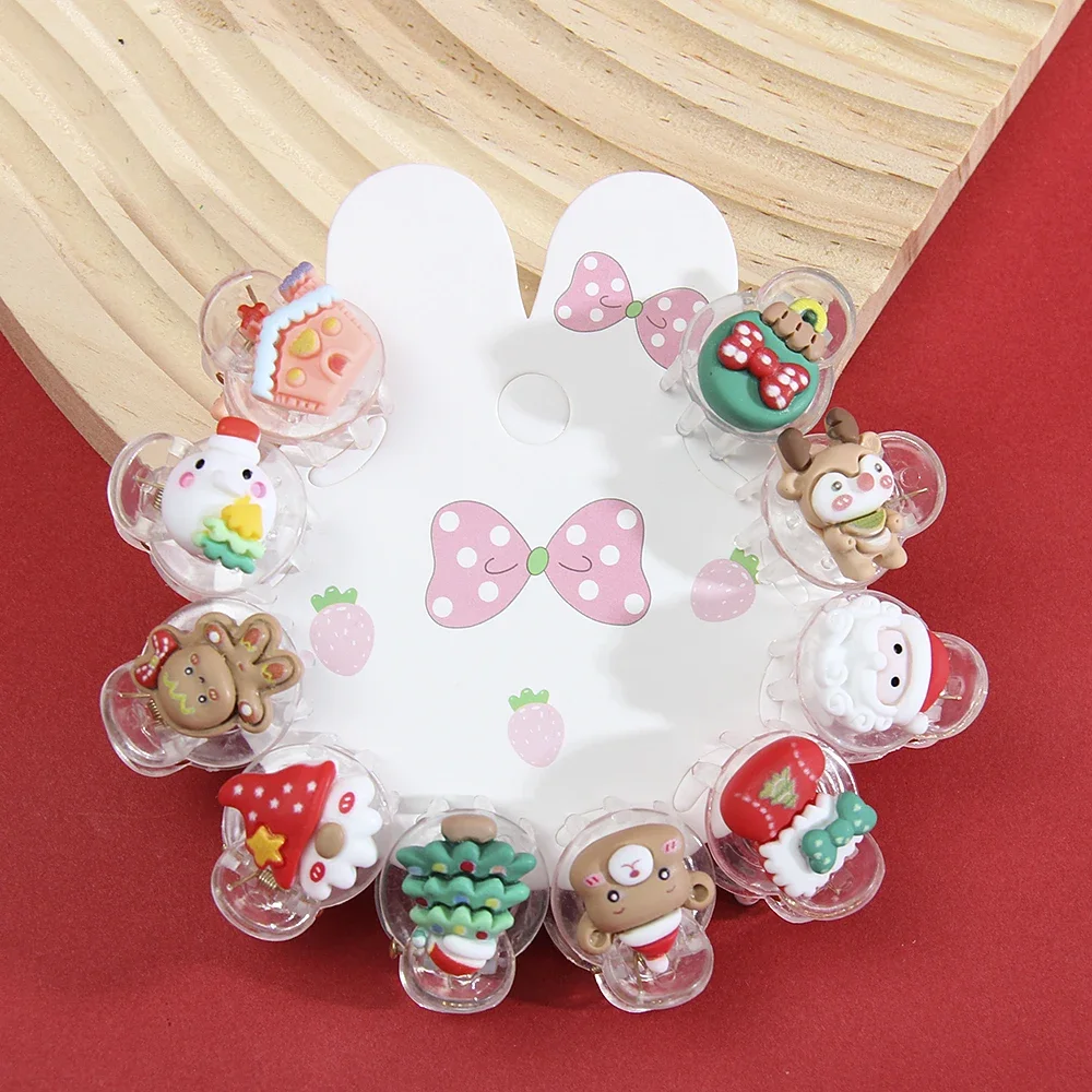 

2Pcs Girls New Cute Cartoon Christmas Elk Hair Clips Baby Hairpins Headdress Mini Claw Handmade Kids Hair Accessories Wholesale