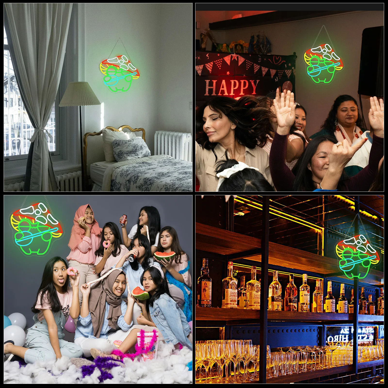 Mushroom Frog Neon Sign Custom Dimmable LED Cute Neon Light 5/12V USB Powered Bedroom Perfect Gifts For Birthday Christmas