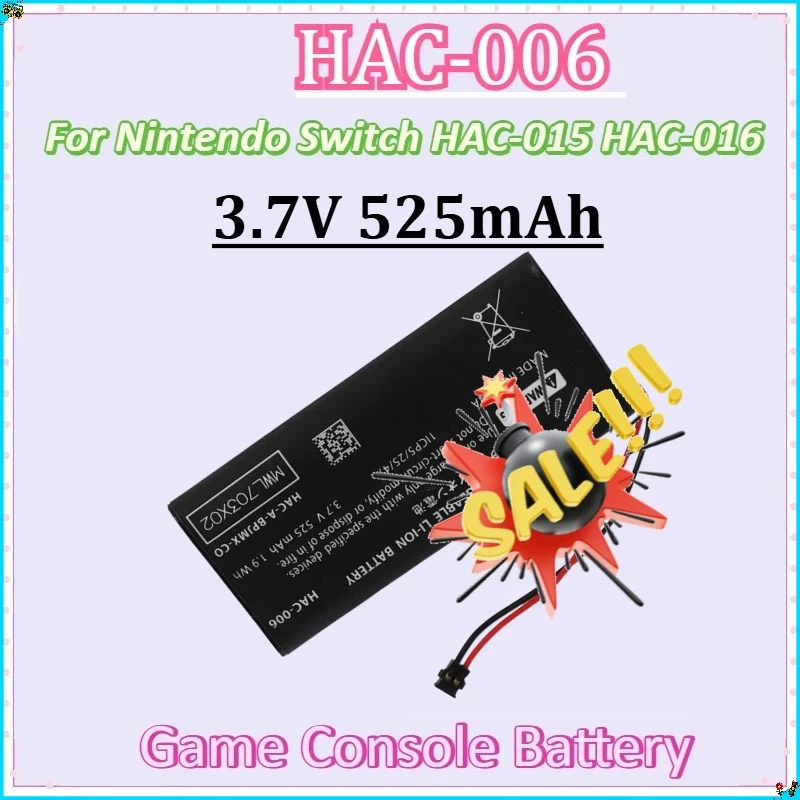 

For Nintendo Switch HAC006 HAC-015 HAC-016 HAC-A-JCL-C0 HAC-A-JCR-C0 Switch NS Joy-Con New Battery HAC-006 3.7V 525mAh