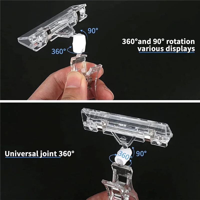 30 Pcs Label Holders Sign Clip, Plastic Clear Rotatable Sign Clips, Merchandise Sign Display Clip, Price Tag Clamp 10.5 X 8Cm