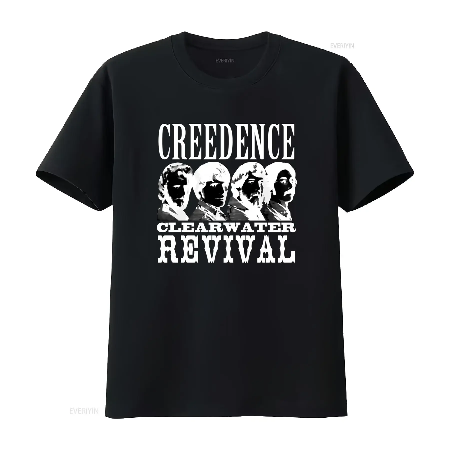 Creedence Clearwater Revival 60S 70S Rock Band Print T Shirt Retro Style Music Fan vintage Washed graphic Casual Unisex