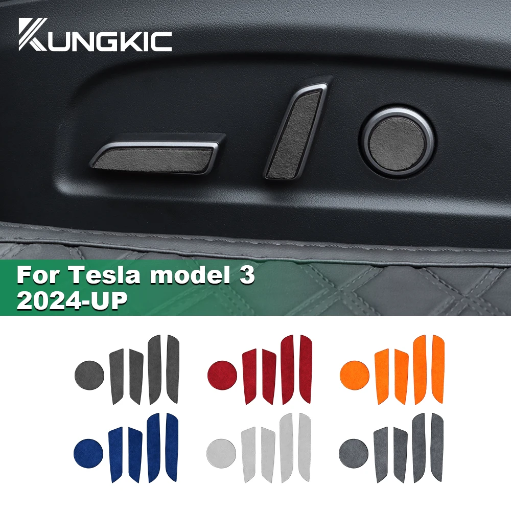 Italian Top Suede Seat Adjustment Panel Trim Stickers for Tesla Model 3 Model Y 2018-2023 Highland 2024 Car Interior Accessories