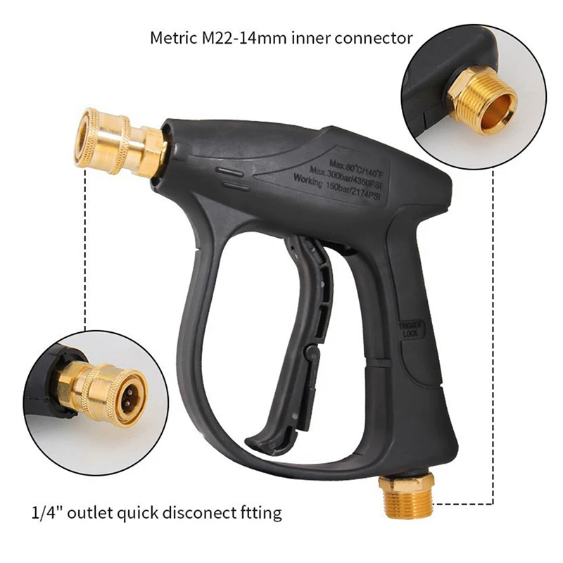 SEAMETAl Car Wash Water Gun High Pressure Washer Gun Aluminum Core Quick Connector Five Color Fan Shaped Nozzles Car Washing Gun