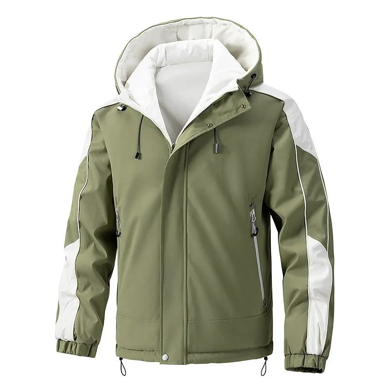 Winter Man Jacket Thicken Contrast Color Long Sleeve Men Down Outerwear Loose Zipper Outdoor Casual Male Two-sided Hooded Coat