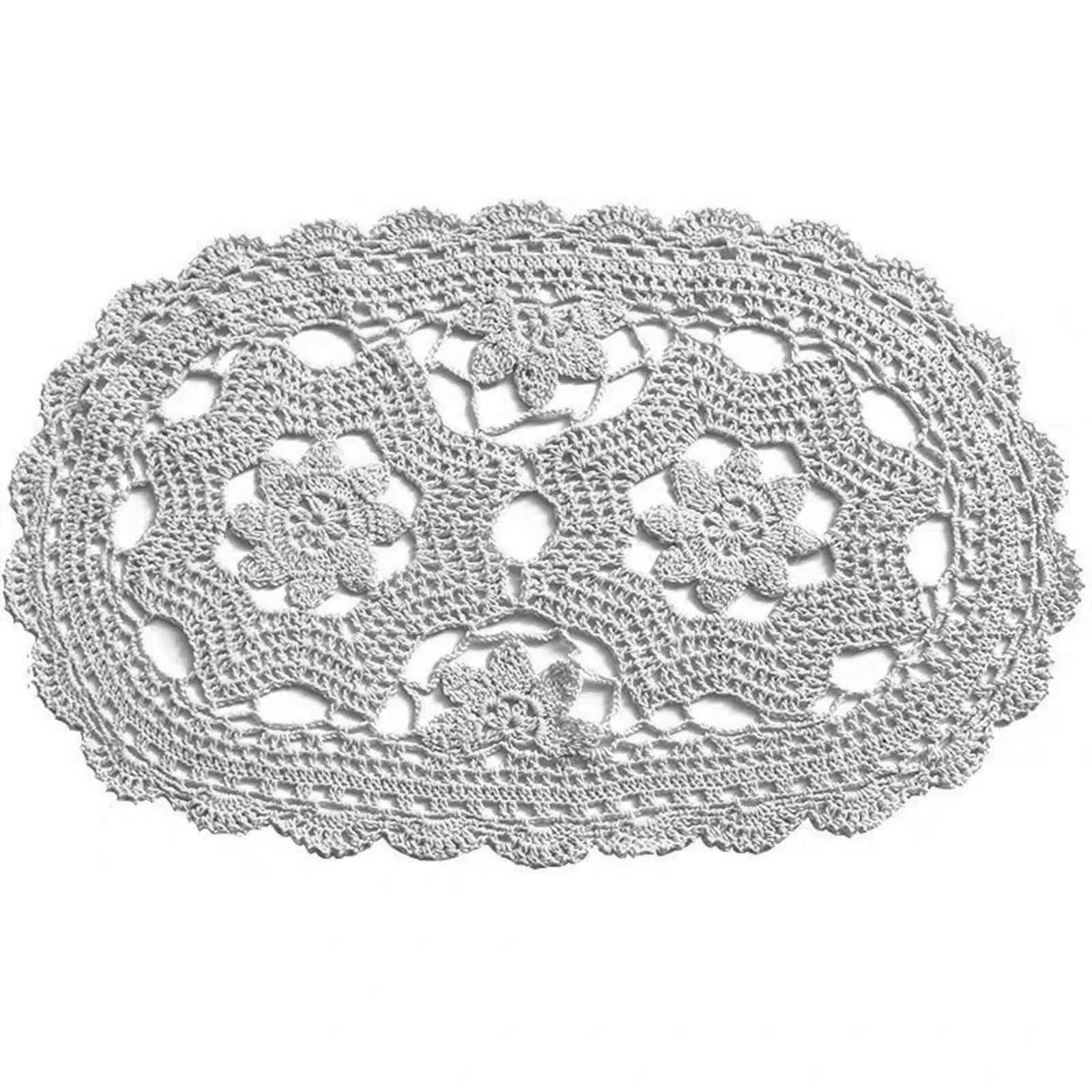 BomHCS-Doilies ovalados hechos a mano, tapetes de encaje de flores de melocotón de ganchillo, cubierta de decoración de sofá, manteles individuales de mesa, almohadillas de florero, tapetes