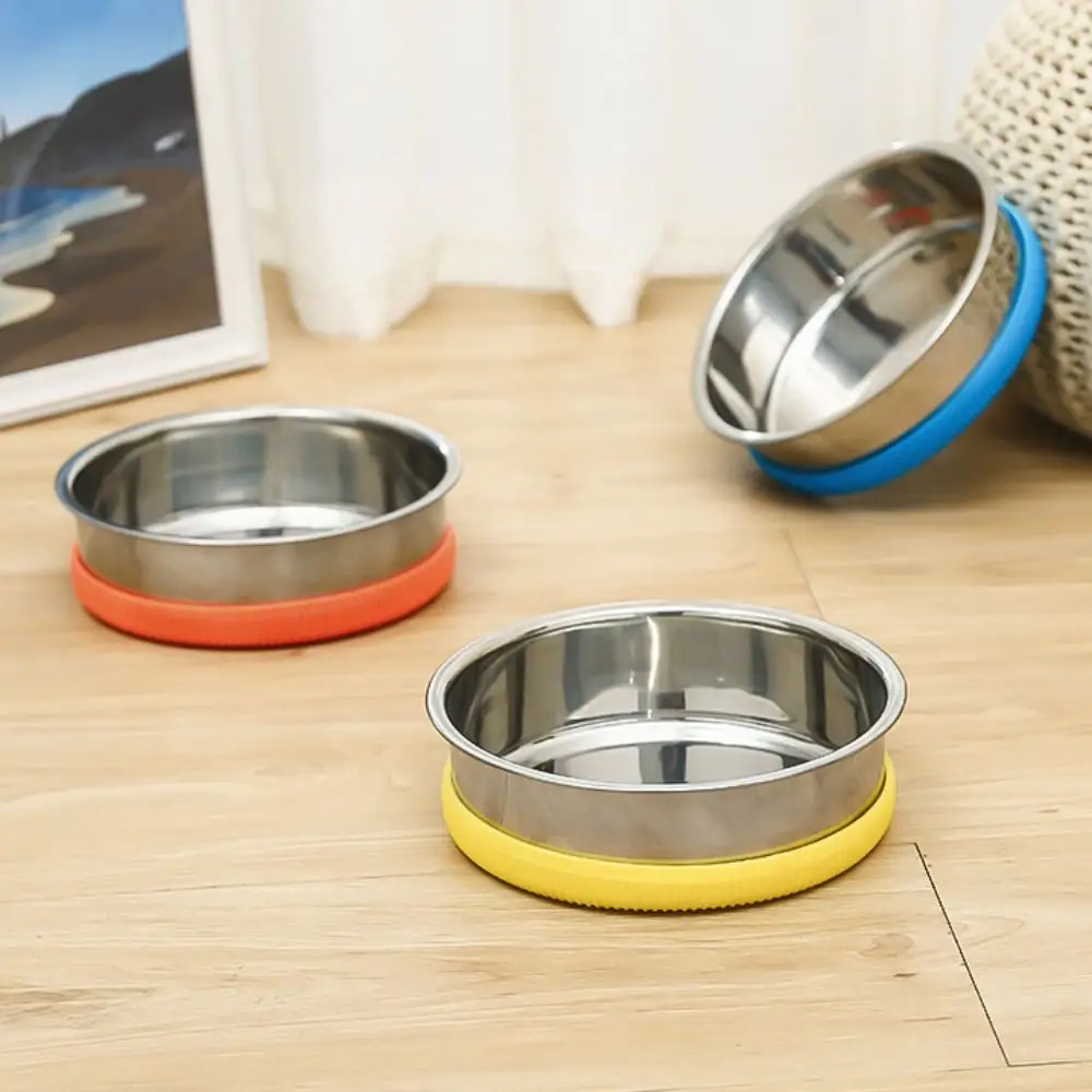 Practical Non-slip Stainless Steel Dog Bowl Anti Rollover Detachable Cat Food and Water Bowls Round Dog Drinking Bowl Indoor