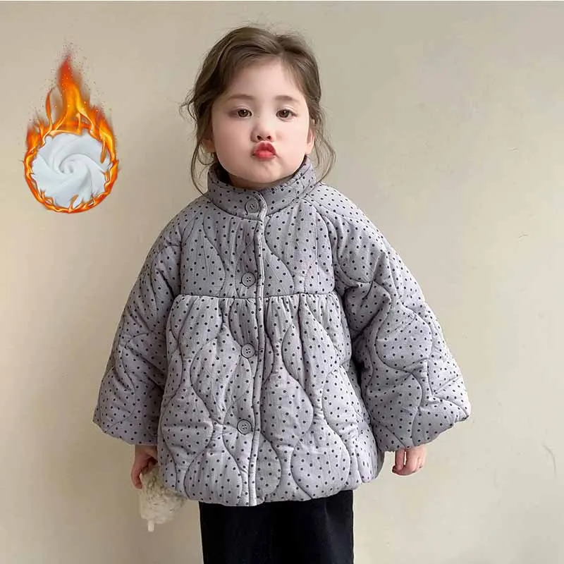 Winter Children Padded Coat Girl Thicken Jackets Kids Warm Cotton Clothes Cotton Autumn Floral Printed Parkas Baby Cute Tops