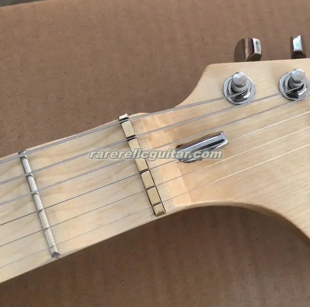 White Cream Yngwie Electric Guitar Brass Nut Bullet Truss Rod Big Headstock Scalloped Fingerboard Tremolo Bridge