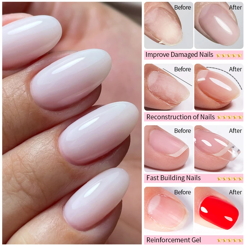 AWStorG 2 stks/set 50 ml Fiber Rubber Base Gel Super Top Coat Voor Gel Nagellak Basic Gereedschap Losweken UV Gel Polish Vernis Semi-pe