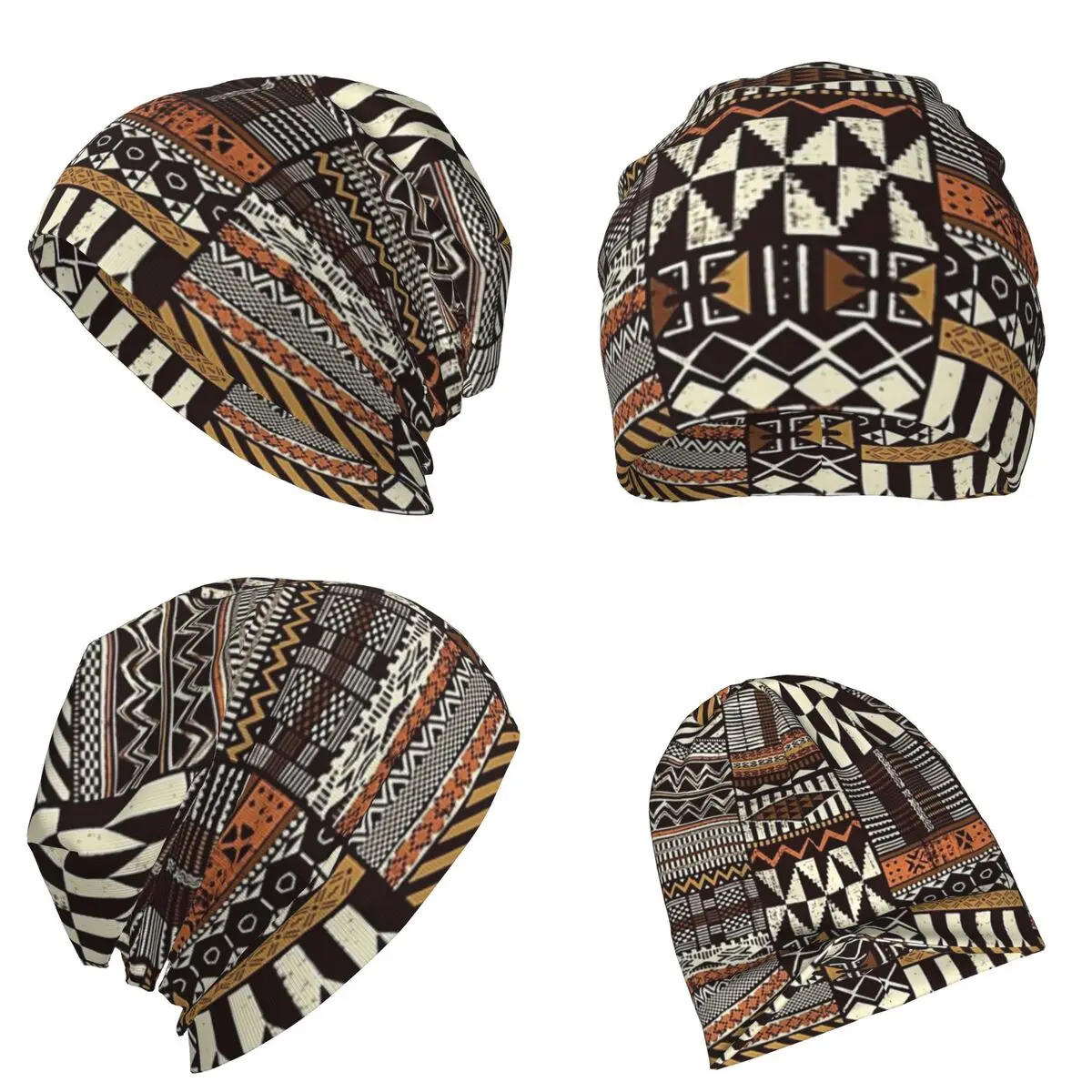 

Native Tribal African Style Fabric Patchwork Warm Knitted Cap Fashion Bonnet Hat Autumn Beanies Hats for Men Women Adult