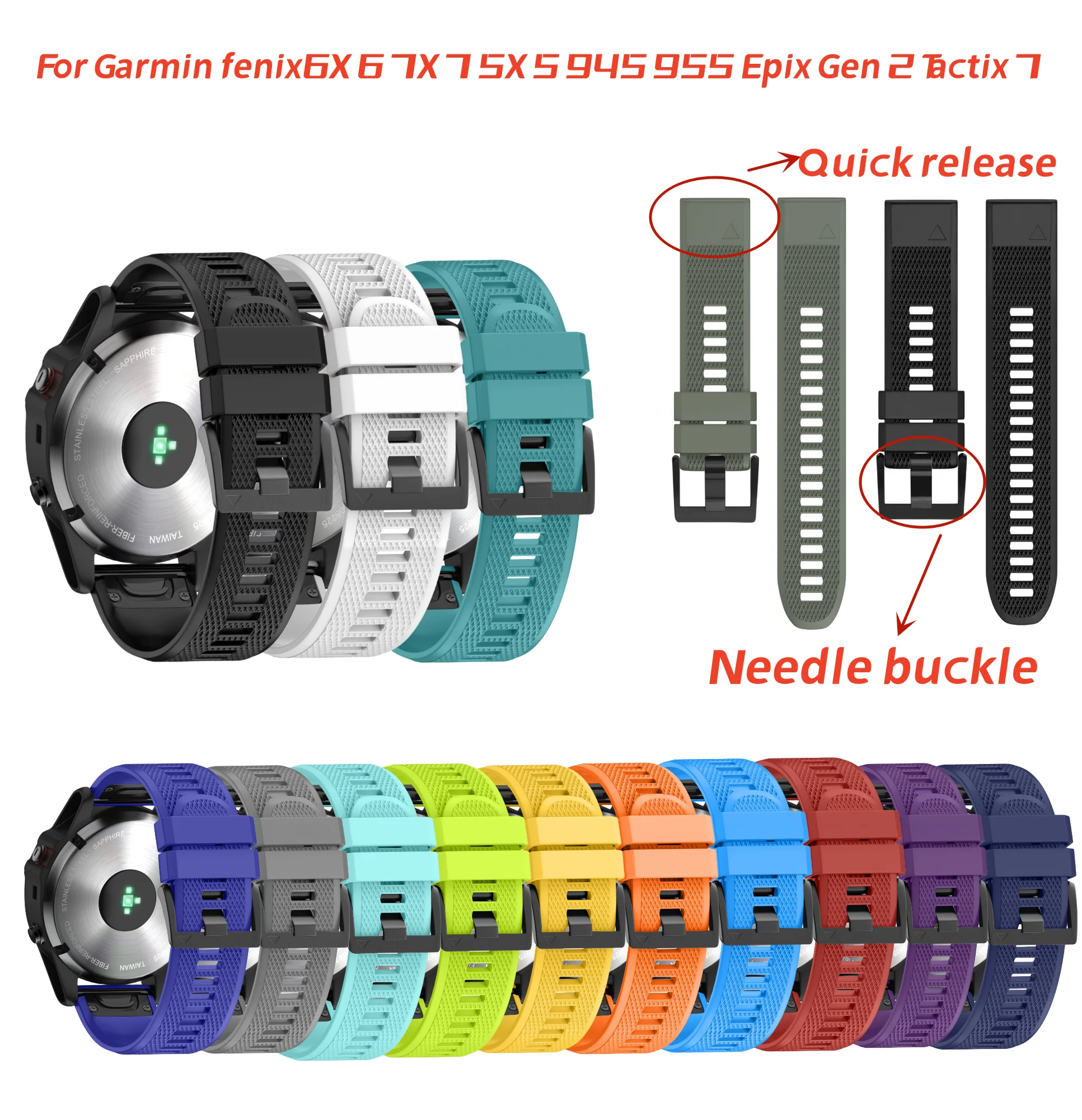 26 22mm Silikon Schnell verschluss Armband für Garmin Fenix 6x 7x 5x Uhr Easyfit Armband für Fenix 6 7 Uhr
