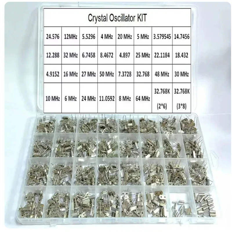 HC-49S Crystal Oscillator Mixed Pack DIP 4MHz–48MHz 32 type Common Specifications 640pcs (Throught Hole)
