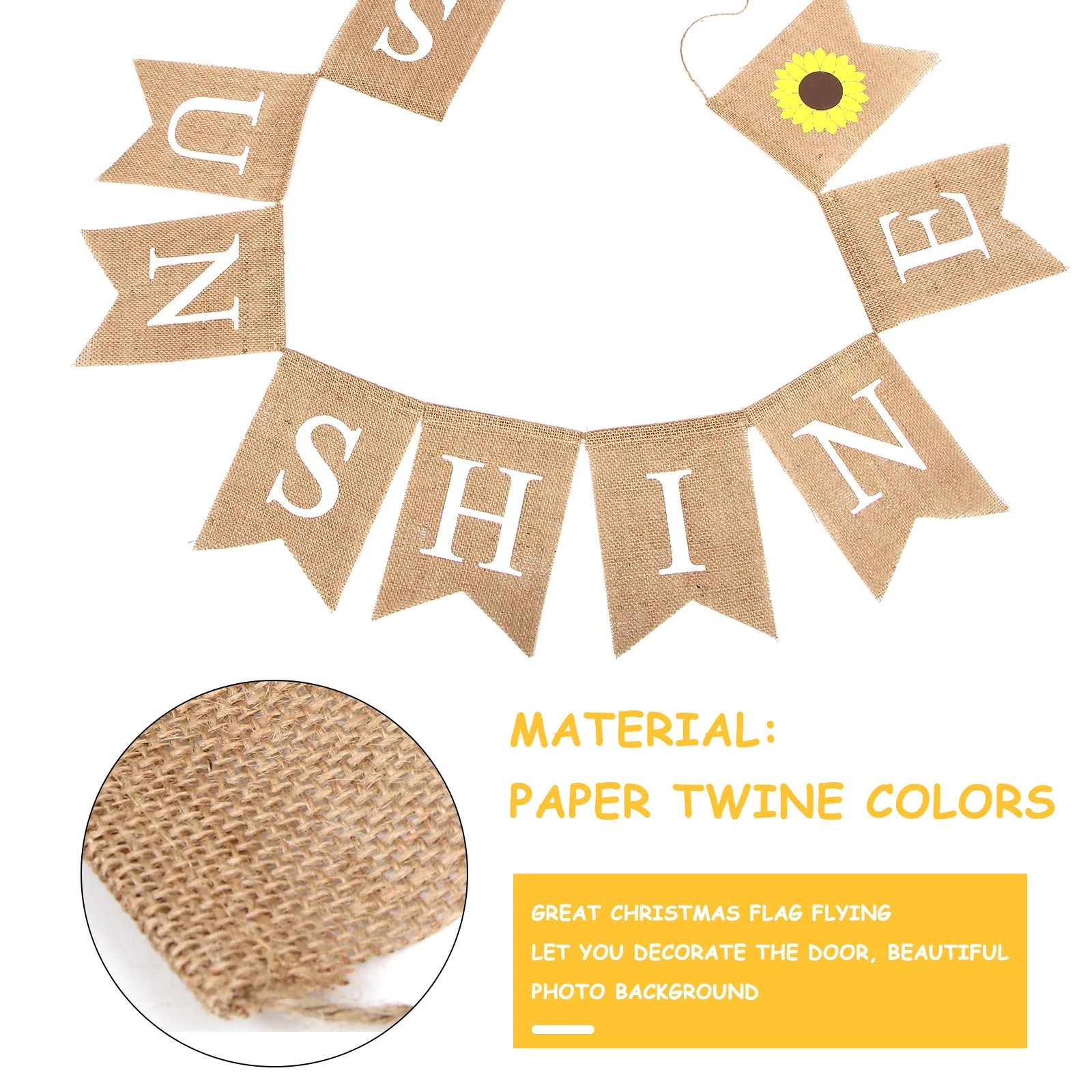 

Sunflower Printing Linen Swallowtail Banner Baby Shower Decoration Burlap Flag You Are Bunting Birthday Party