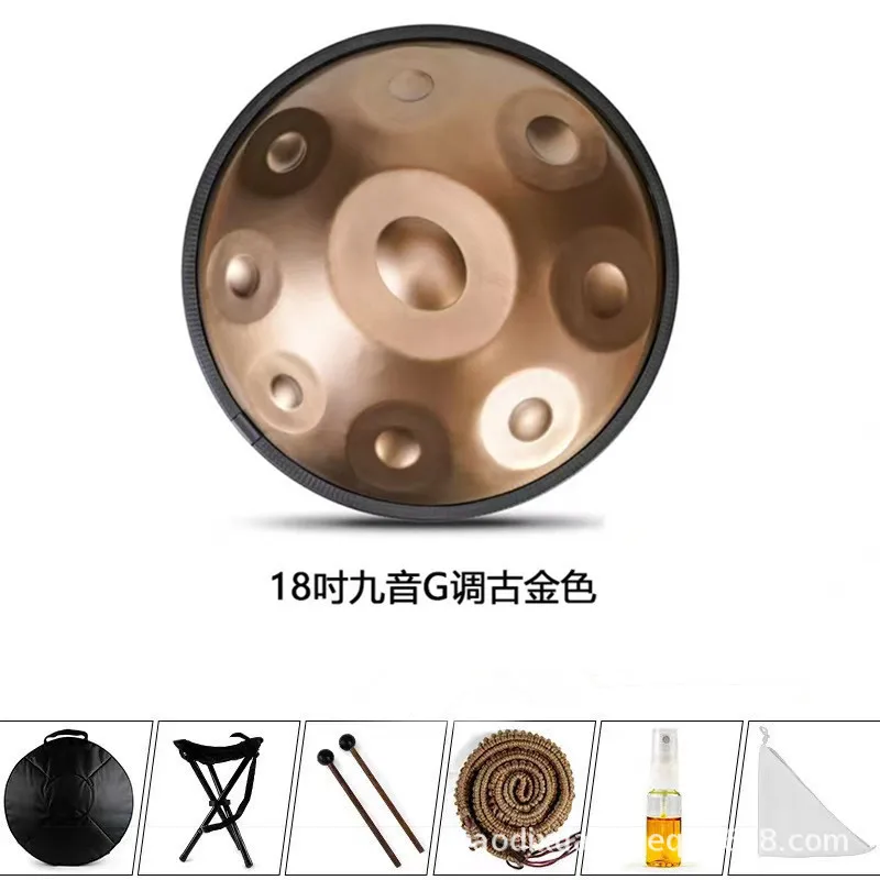 طبلة قرص يدوية مقاس 18 بوصة من Hooqu طبلة أثيري 440 هرتز طبلة لسان فولاذية أصلية طبل قرص يدوي مصنوعة يدويًا