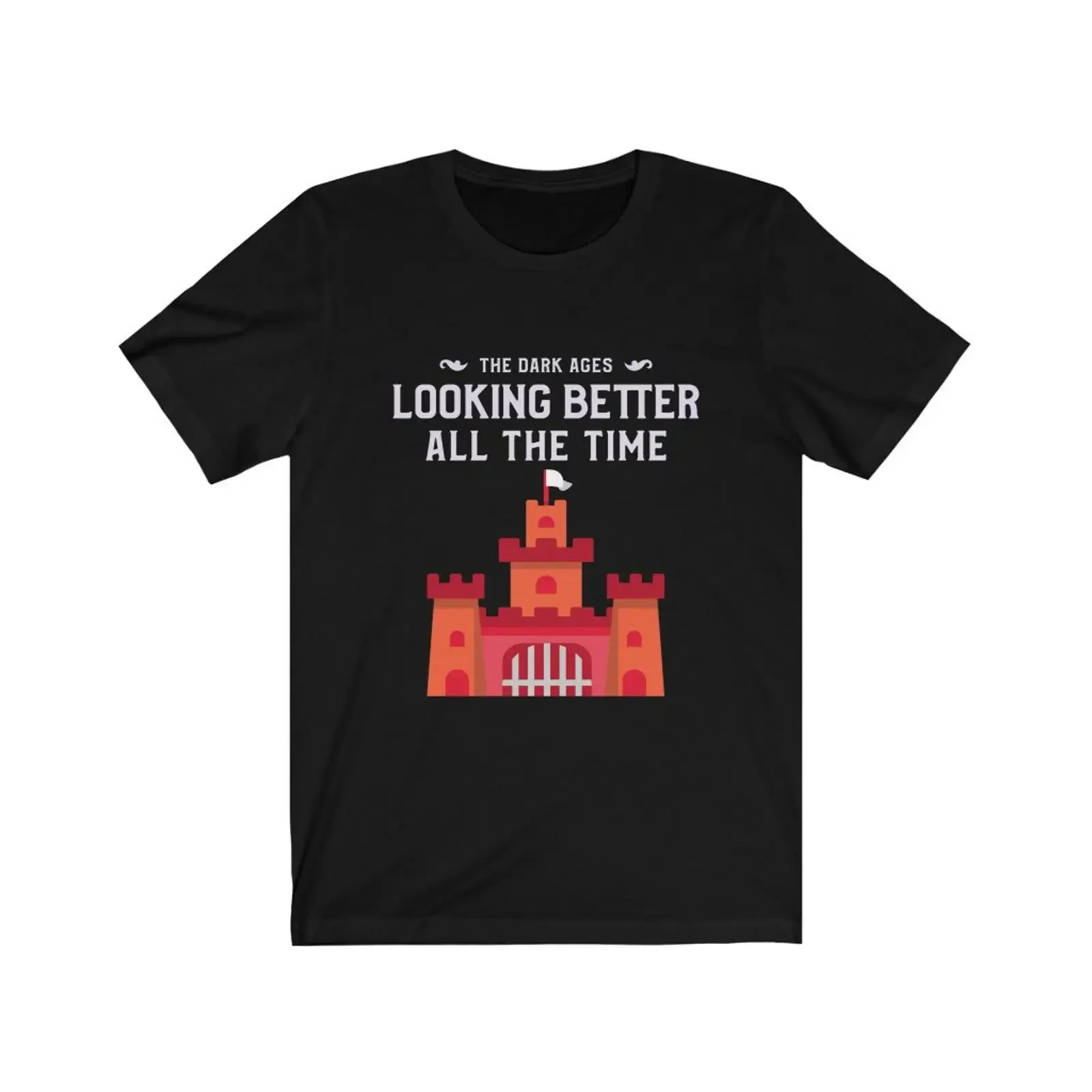 The Dark Ages Looking Better All Time Castle Jersey  T Shirt vintage Washed Casual Unisex fashion Top For Everyday Wear Soft