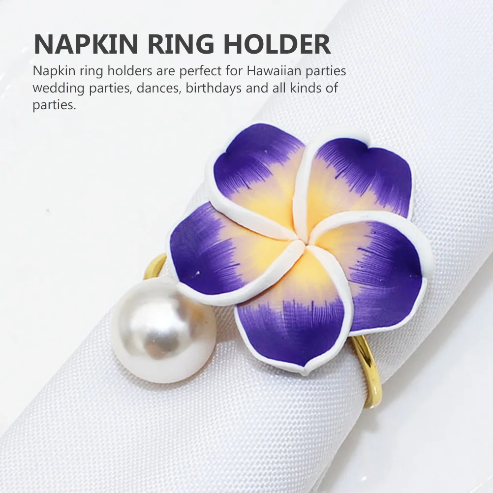 6 Pcs Retro Decor Frangipani Napkin Rings Household Serviette Buckles Summer Accessory Decorative Banquet