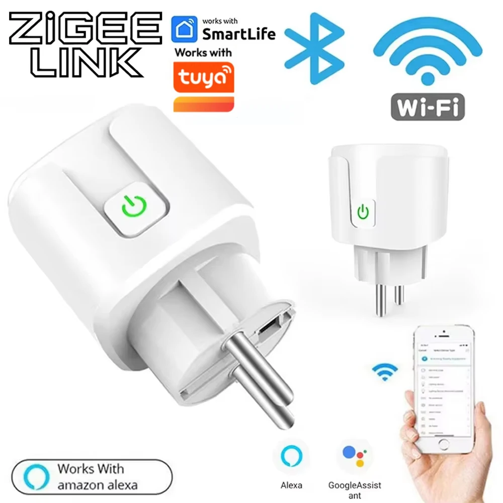 4pcs 16A WiFi Smart Switch EU Plug Socket Outlet Power Monitor Smart Life APP Voice Control With Tuya Alexa Google Home Alice