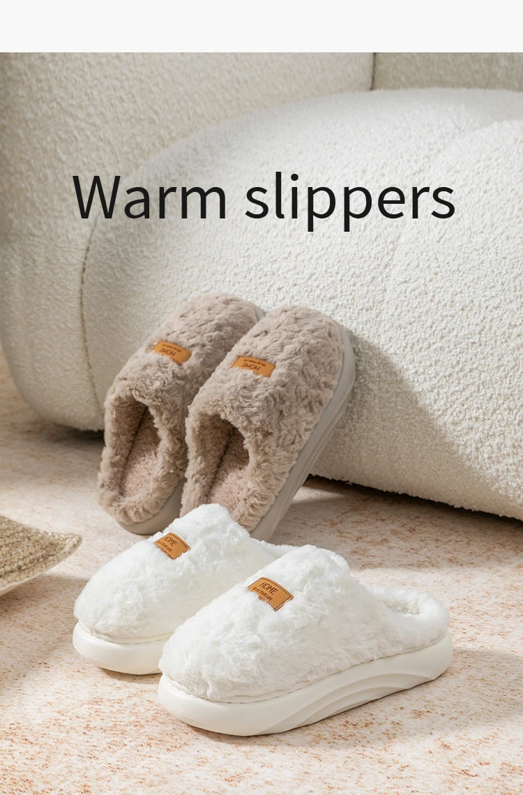 Herren-Plüsch-Hausschuhe mit dicken Sohlen, warme Winter-Hausschuhe für den Innenbereich, rutschfeste Fleece-Linie, Premium-Kunstfell-gefütterte Zehenabdeckung, Heimschuhe – Detail 9