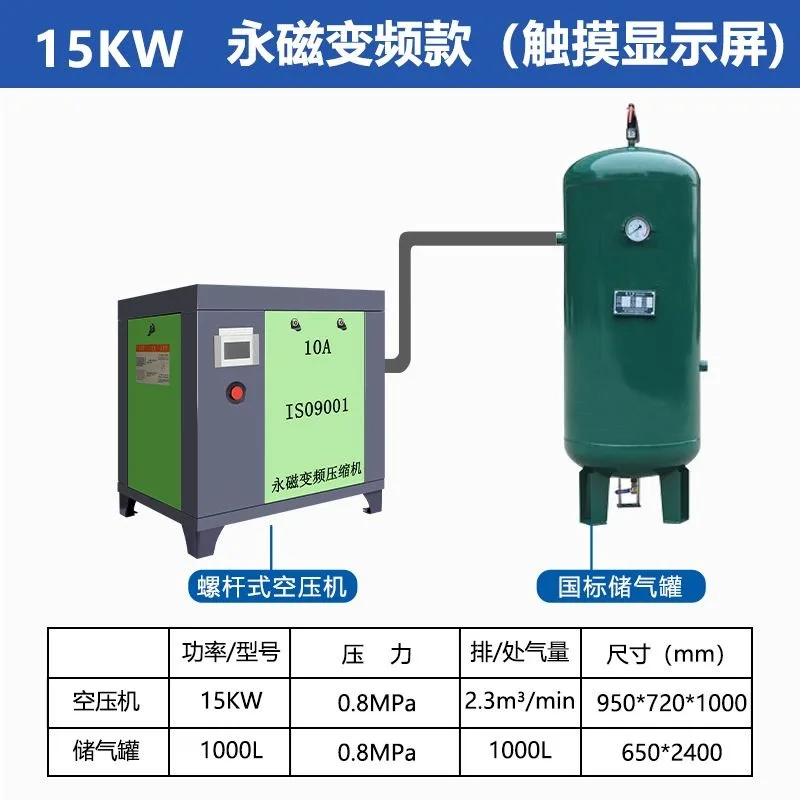 ضاغط هواء لولبي، تحويل تردد المغناطيس الدائم، درجة صناعية صامتة، مضخة هواء قضيب لولبي، ضاغط 7.5/22 كيلو وات #3