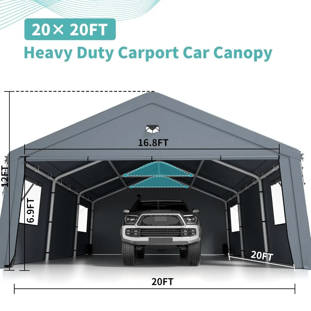 

2 Car Carports 20X20 Heavy Duty,Carport Canopy,Car Port with 180G Removable Side Walls,Portable Car Port Garage