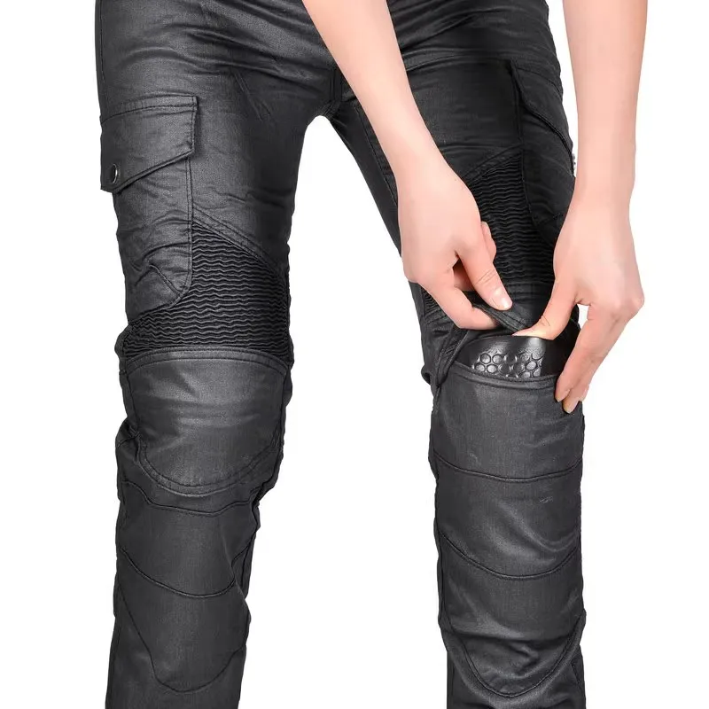 Motocross Pain-Coat Hard Surface Protective Jeans Female Motorcycle Riding Protection Pants Knight Windproof Casual Trousers