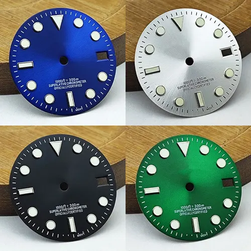 NH35 28,5mm verde luminoso S dial SUB mariner reloj dial adecuado para NH35 NH36 movimiento accesorios de reloj herramientas de reparación de relojes